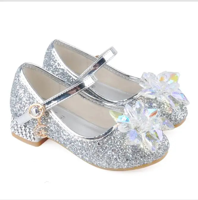 Kid's PU Round Toe Slip-On Closure Sequined Pattern Formal Shoes