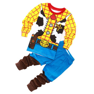 Kid's Boy Cotton O-Neck Long Sleeve Trendy Sleepwear Pajamas Set