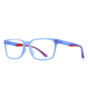 Kid's Plastic Frame Square Shaped Light Blocking Trendy Glasses