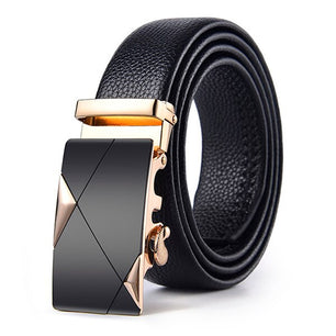 Men's Leather Automatic Buckle Closure Solid Pattern Trendy Belts