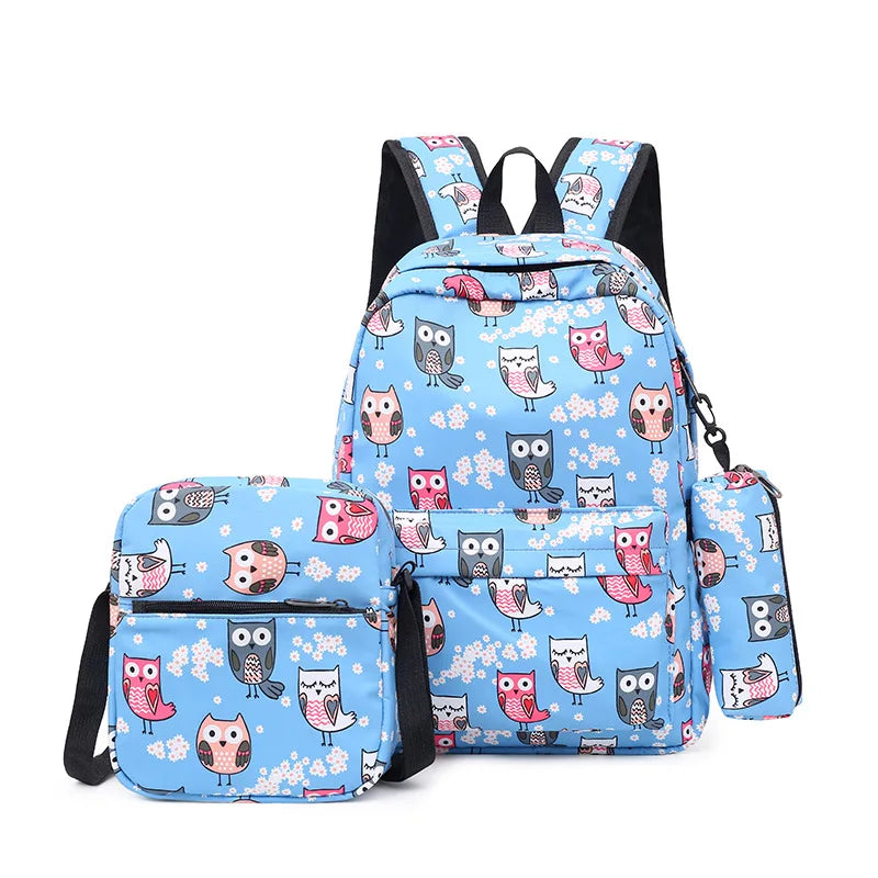 Kid's Oxford Zipper Closure Geometric Pattern School Backpack