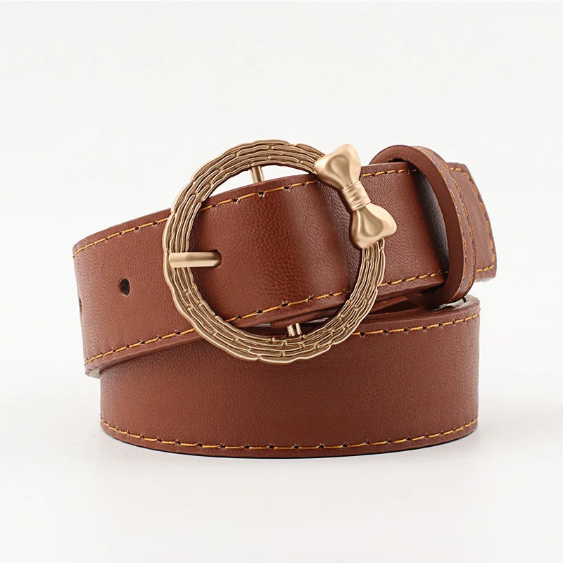 Women's PU Leather Adjustable Strap Pin Buckle Closure Belts