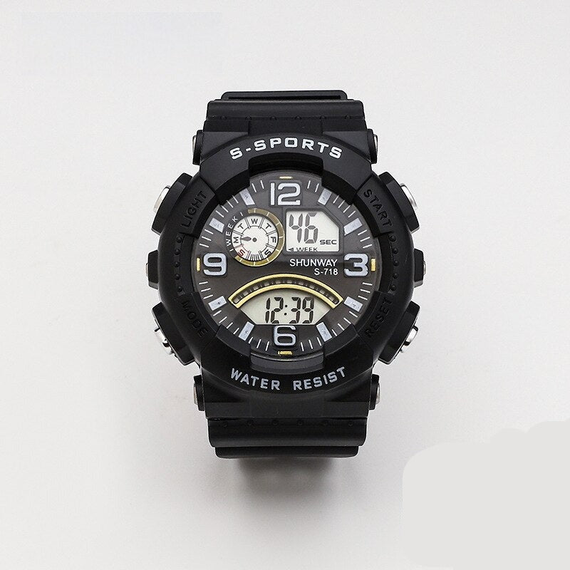 Men's Alloy Case Buckle Clasp Round Shaped Multifunction Watch