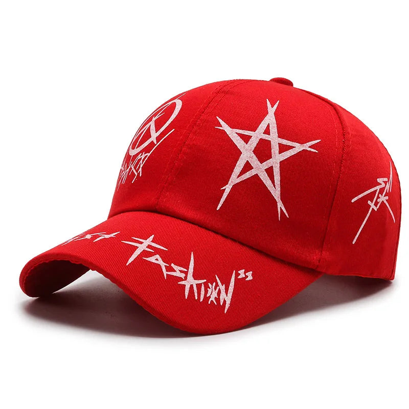 Men's Cotton Adjustable Strap Printed Pattern Casual Baseball Cap