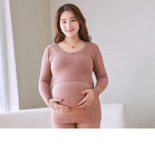 Women's Cotton O-Neck Long Sleeves Breastfeeding Maternity Dress