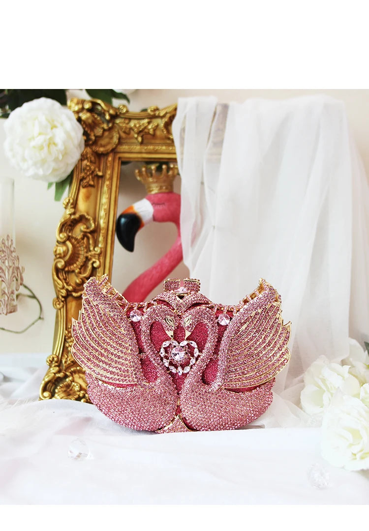 Women's Metallic Hasp Closure Rhinestone Trendy Wedding Clutch