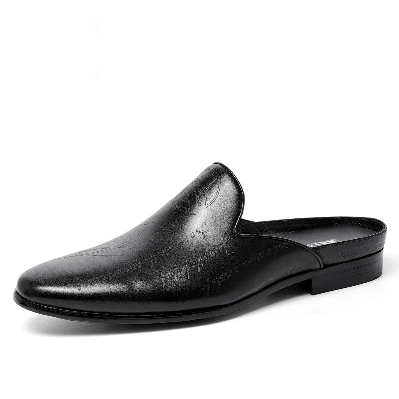 Men's Genuine Leather Pointed Toe Slip-On Closure Wedding Slippers