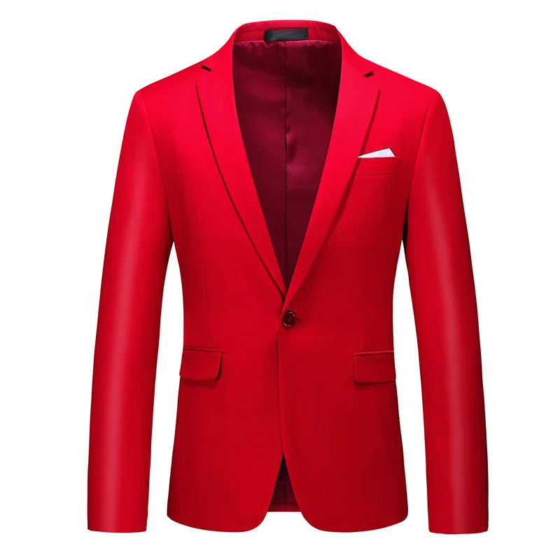 Men's Notched Polyester Long Sleeve Single Breasted Blazers Set