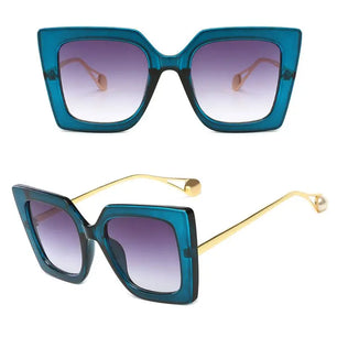 Women's Alloy Frame Polycarbonate Lens Square Shaped Sunglasses