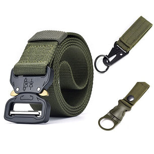 Men's Canvas Buckle Closure Solid Pattern Trendy Military Belts