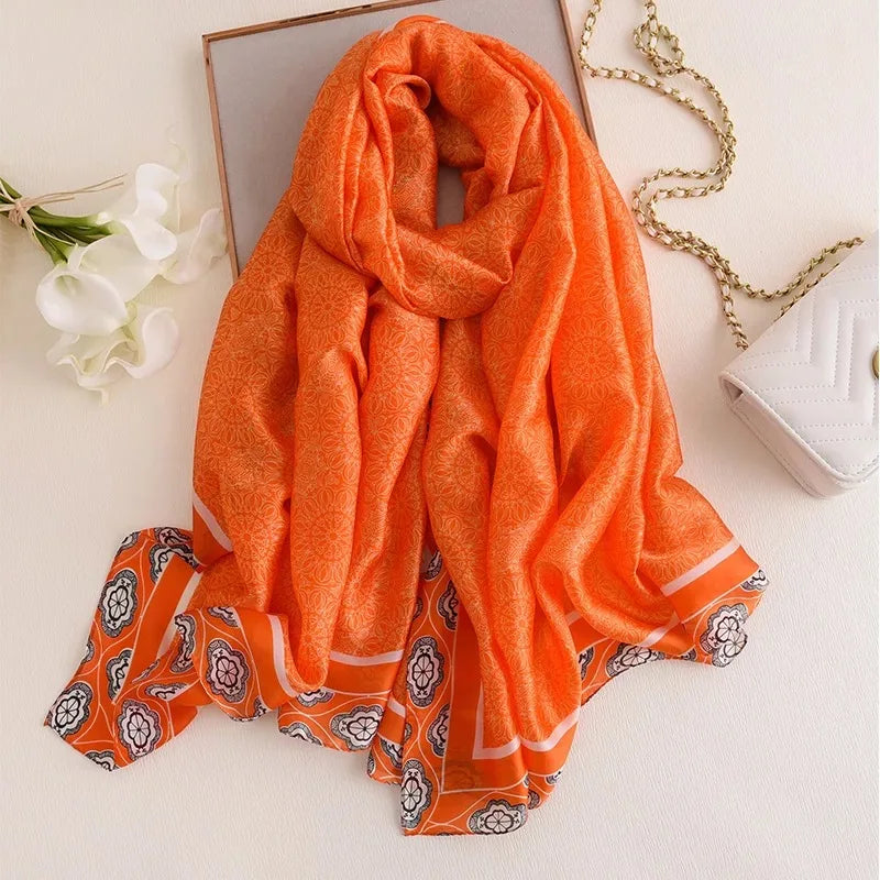 Women's Polyester Neck Wrap Printed Pattern Luxury Beach Scarves