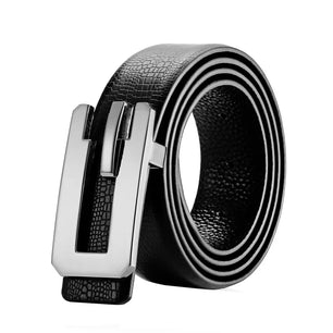 Men's Split Leather Buckle Closure Plain Pattern Trendy Belts