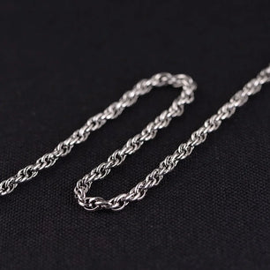 Men's 925 Sterling Silver Rope Chain Geometric Pattern Necklace