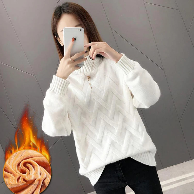 Women's Polyester High-Neck Long Sleeves Casual Wear Sweater