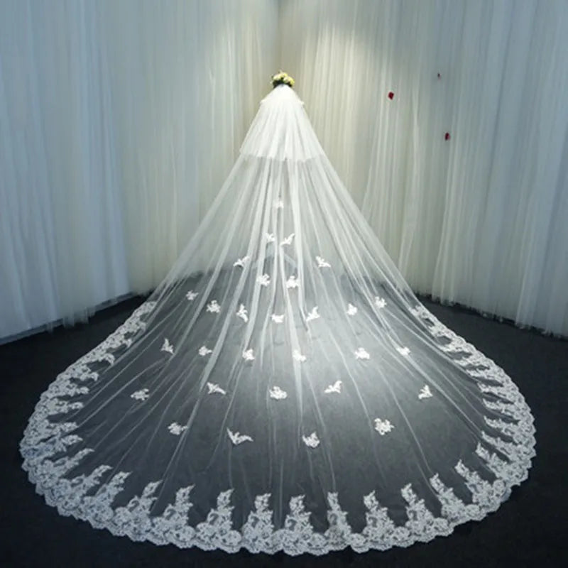 Women's Polyester Applique Edge Two-Layer Bridal Wedding Veils