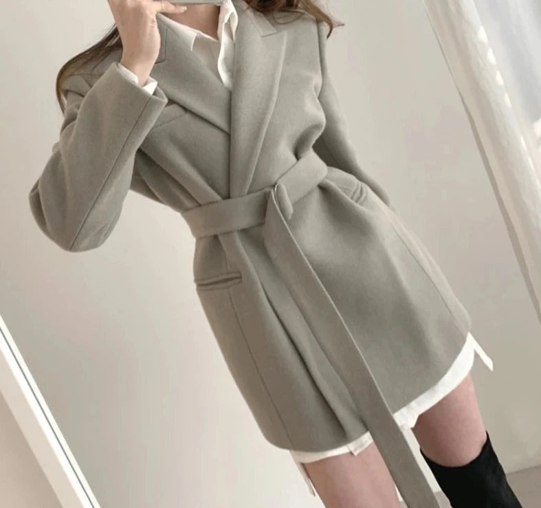 Women's Polyester Notched Collar Long Sleeves Casual Blazer