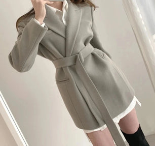 Women's Polyester Notched Collar Long Sleeves Casual Blazer