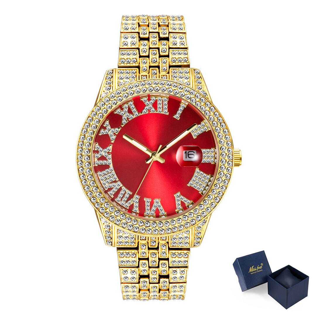 Women's Alloy Case Push Button Hidden Clasp Luxury Quartz Watch