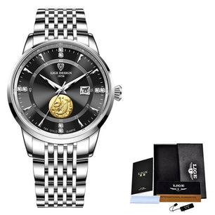 Men's Stainless Steel Round Shape Waterproof Luxury Quartz Watch