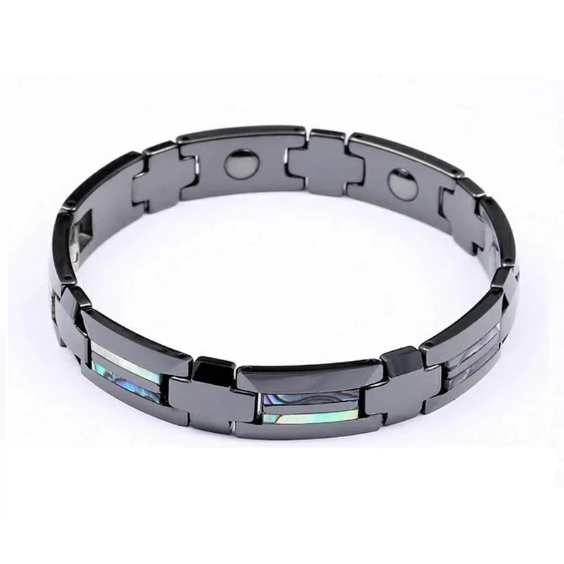 Men's Ceramic Stainless Steel Toggle-Clasps Classic Round Bracelet