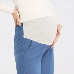 Women's Polyester High Waist Solid Pattern Maternity Trouser