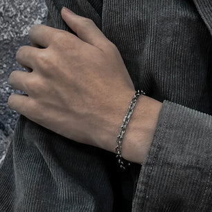 Men's 100% 925 Sterling Silver Geometric Shaped Ethnic Bracelet