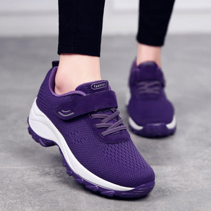 Women's Mesh Lace-Up Solid Pattern Walking Gym Running Shoes