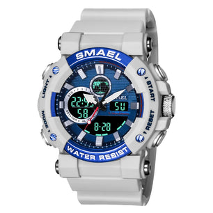 Men's Plastic Case Buckle Clasp Round Shape Digital Quartz Watch