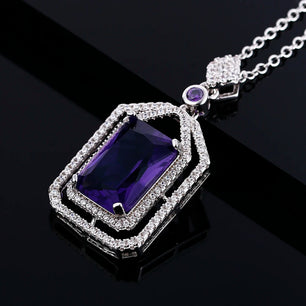 Women's Silver Zircon Geometric Shaped Trendy Engagement Necklace