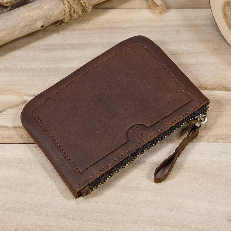 Men's Genuine Leather Solid Pattern Card Holder Casual Wallet