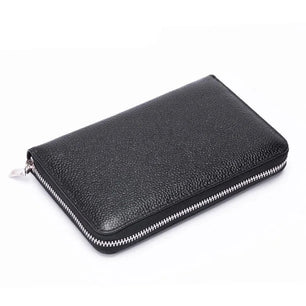 Men's Genuine Leather Solid Pattern Slot Pocket Trendy Wallets