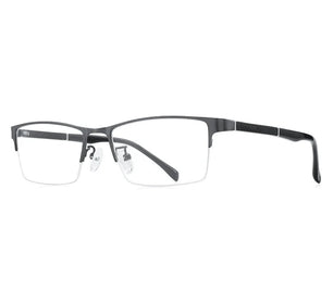 Men's Titanium Frame Half-Rim Rectangle Shaped Prescription Glasses