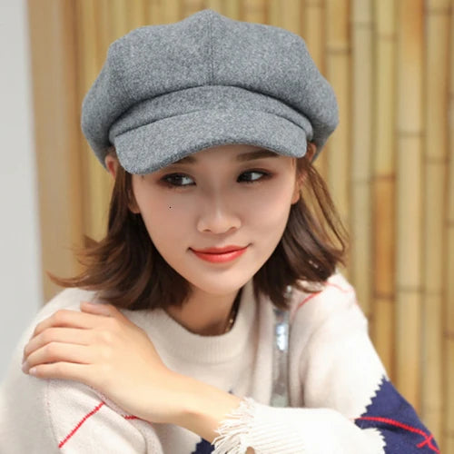 Women's Cotton Solid Pattern Sun Protection Octagonal Casual Cap