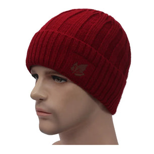 Men's Faux Fur Skullies Beanies Knitted Pattern Casual Warm Cap