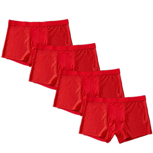 Men's 4 Pcs Spandex Breathable Solid Pattern Loose Boxer Shorts