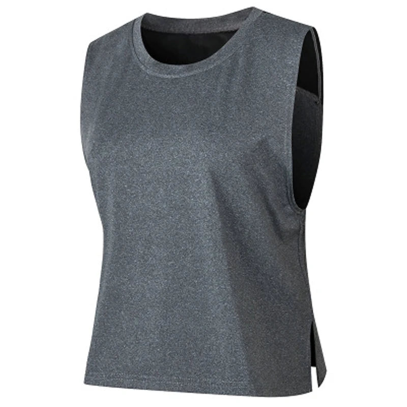 Women's Nylon O-Neck Sleeveless Shockproof Yoga Workout Top