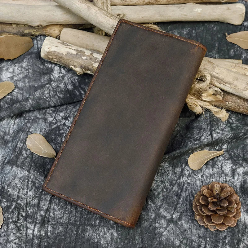 Men's Genuine Leather Solid Pattern Card Holder Vintage Wallet