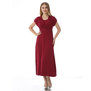 Women's Spandex V-Neck Short Sleeve Breastfeeding Maternity Dress