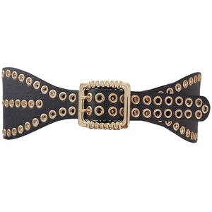 Women's PU Pin Buckle Closure Solid Pattern Elastic Waistbands Belts