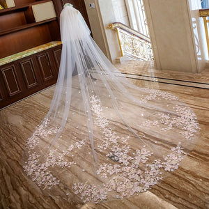 Women's Polyester Lace Edge Two-Layer Cathedral Wedding Veils