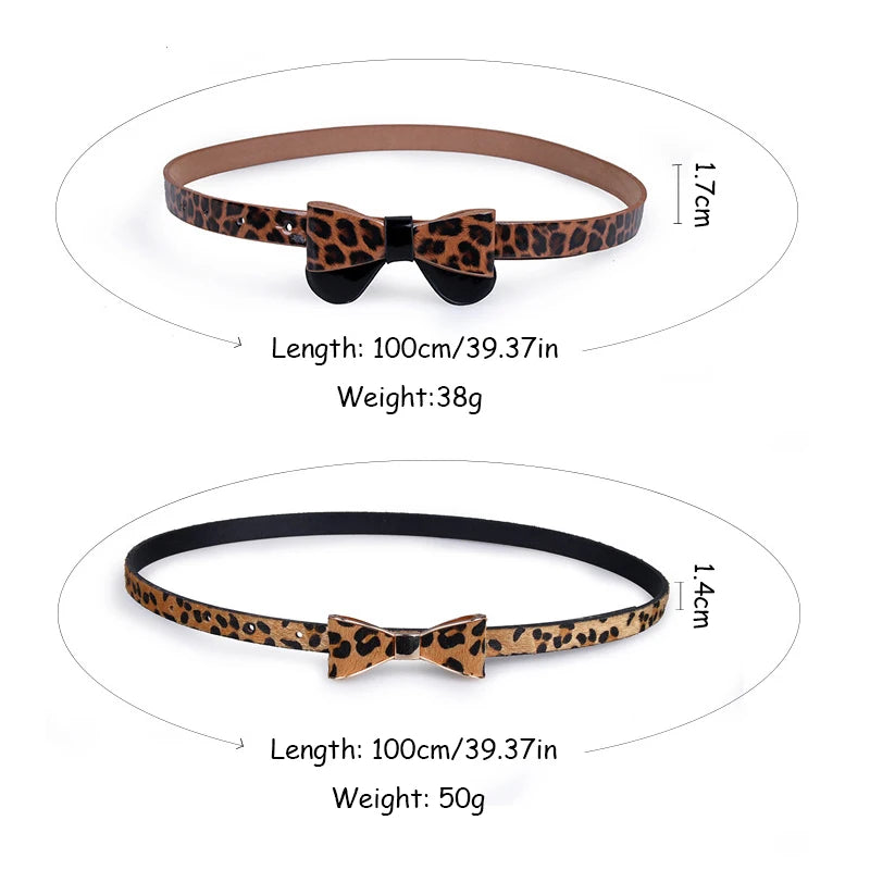 Women's PU Leather Adjustable Buckle Closure Leopard Pattern Belts