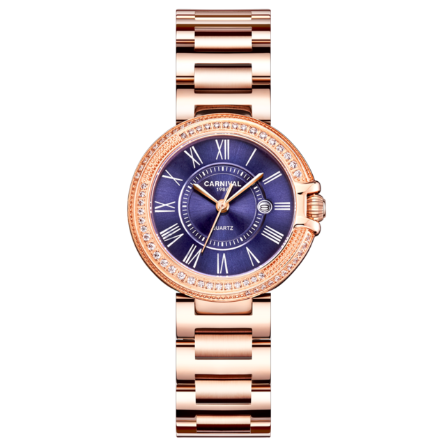 Women's Stainless Steel Round Shape Waterproof Luxury Watches