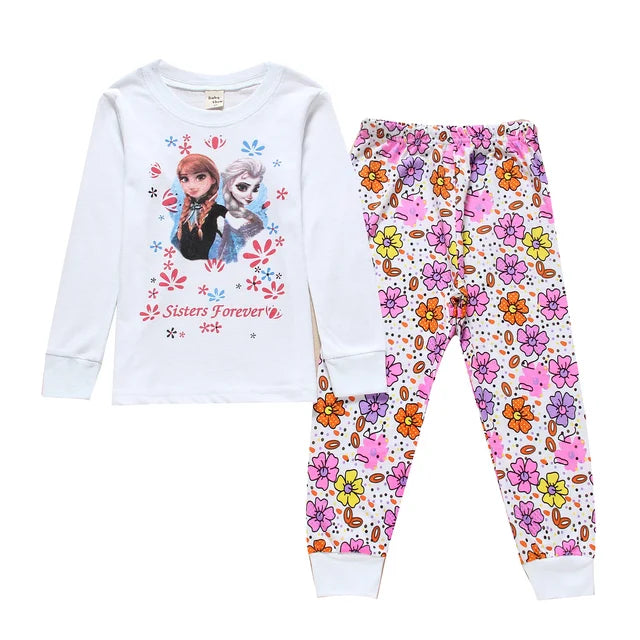 Kid's Girl Cotton O-Neck Long Sleeve Trendy Sleepwear Pajamas Set