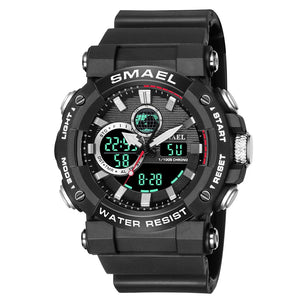 Men's Plastic Case Buckle Clasp Round Shape Digital Quartz Watch