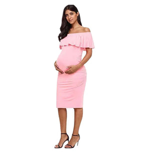 Women’s Cotton Square-Neck Short Sleeves Solid Maternity Dress