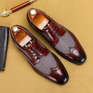 Men's PU Leather Pointed Toe Lace-up Closure Formal Wear Shoes