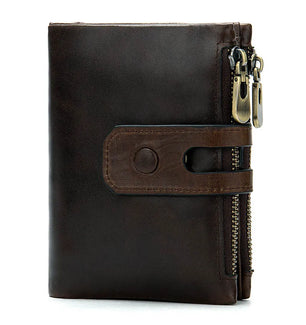 Women's Genuine Leather Zipper Hasp Closure Solid Pattern Wallets