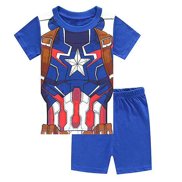 Kid's Boy Cotton O-Neck Short Sleeves Breathable Sleepwear Set