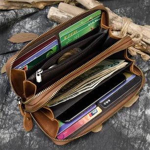 Men's Genuine Leather Solid Pattern Card Holder Casual Wallet