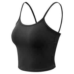 Women's O-Neck Spandex Sleeveless Breathable Solid Yoga Bra